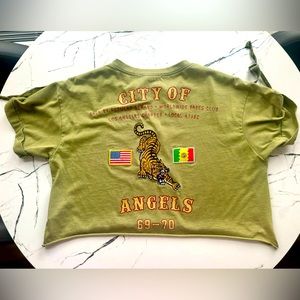 Forever 21 City of Angels Army Green Cropped Top Size Medium